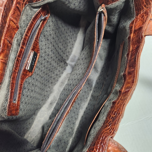 Veari hornback authentic crocodile leather xl tote bag purse carmel brown euc! - Picture 13 of 16